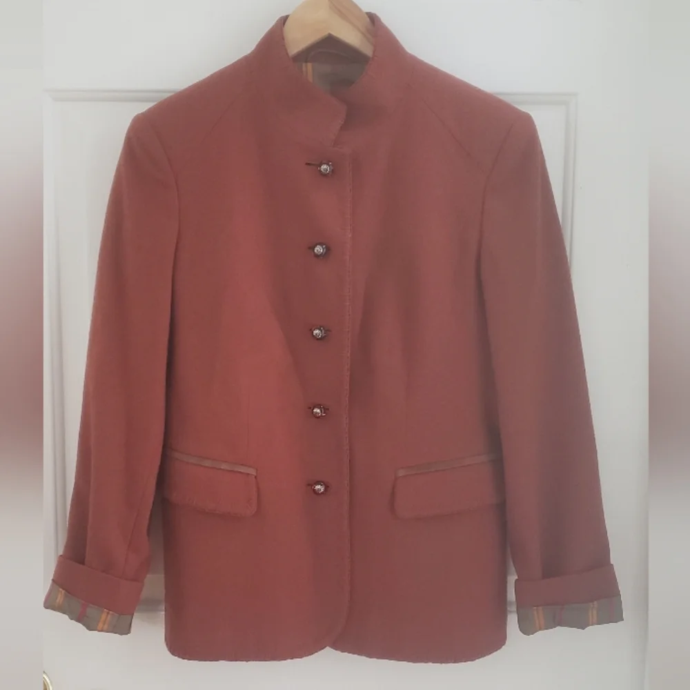 Habsburg 100% Wool Vintage Austrian Blazer Jacket Striped Silk Lining USA 6 Med - Picture 3 of 16